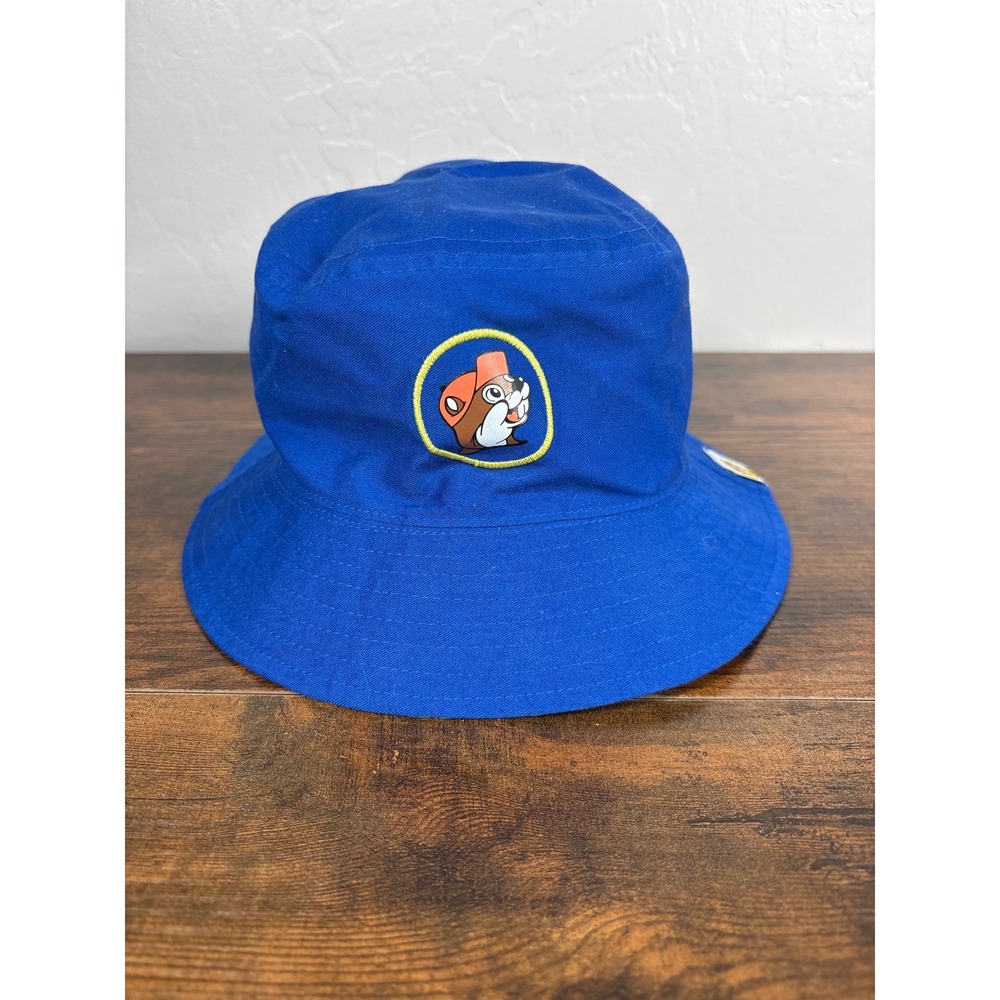 Buc-ee's Reversible‎ Bucket Hat Blue Solid Tropical Print Texas Souvenir OSFM